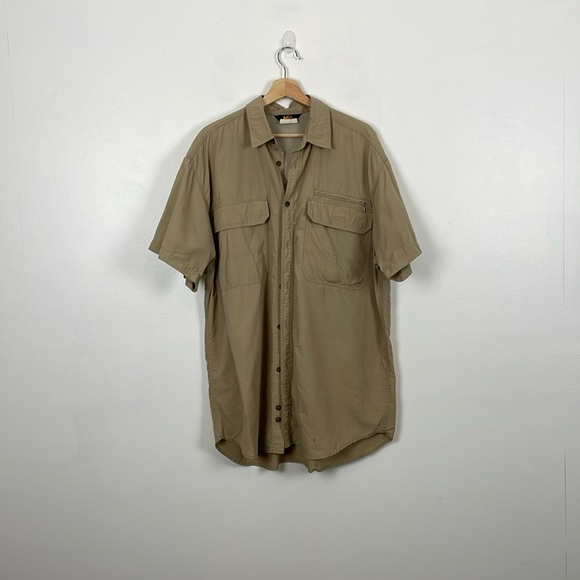 REI Mens L Shirt Vented Short Sleeve Hiking Fishing Front Pocket Button down Top - Picture 1 of 11